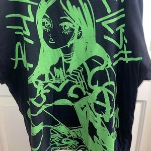 Billie Ellish Graphic Tee Cartoon Drawing